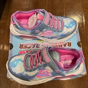 Skechers Kids’ rainbow racer lights shoes.
